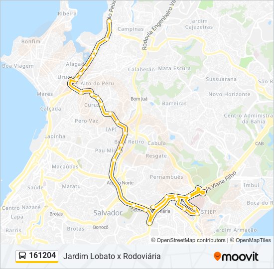 Mapa da linha 161204 de ônibus