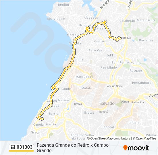 Rota Da Linha 031303: Horários, Paradas E Mapas - Faz. Grande Do Retiro ...