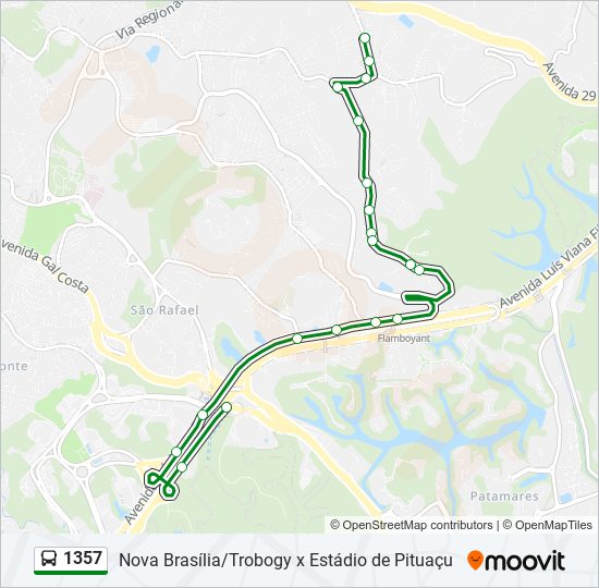 Mapa da linha 1357 de ônibus