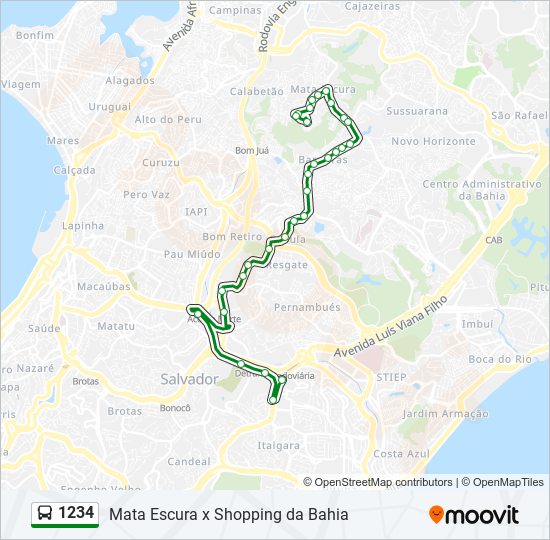 1234 bus Line Map