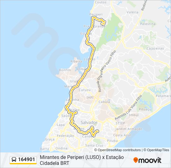 Mapa da linha 164901 de ônibus