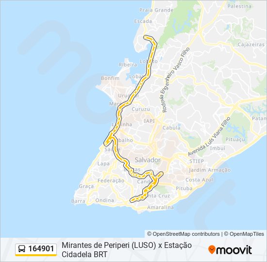 Mapa da linha 164901 de ônibus