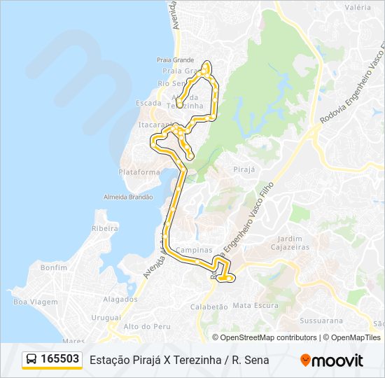 Mapa da linha 165503 de ônibus