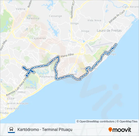 922.URB KARTÓDROMO - TERMINAL PITUAÇU Bus Line Map