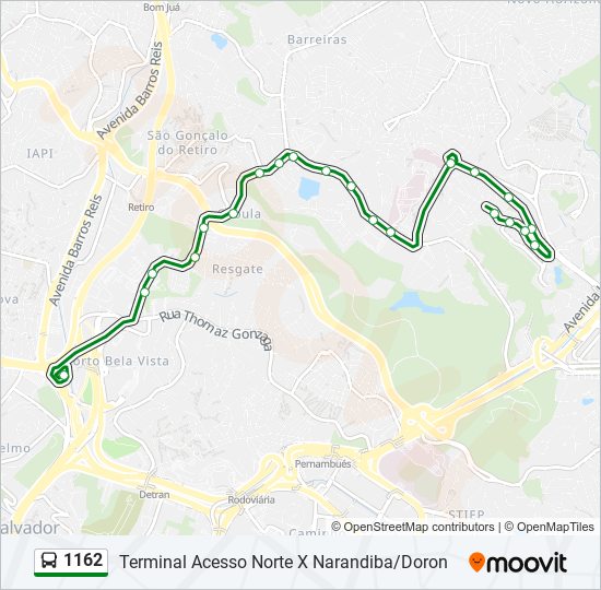 Mapa de 1162 de autobús