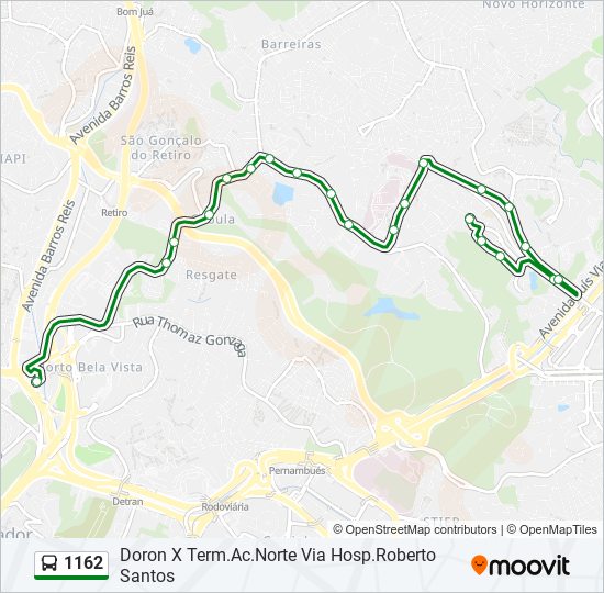 Mapa de 1162 de autobús