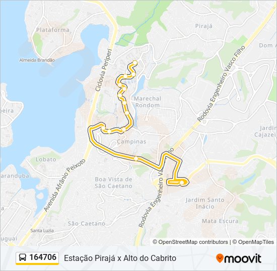 Mapa da linha 164706 de ônibus