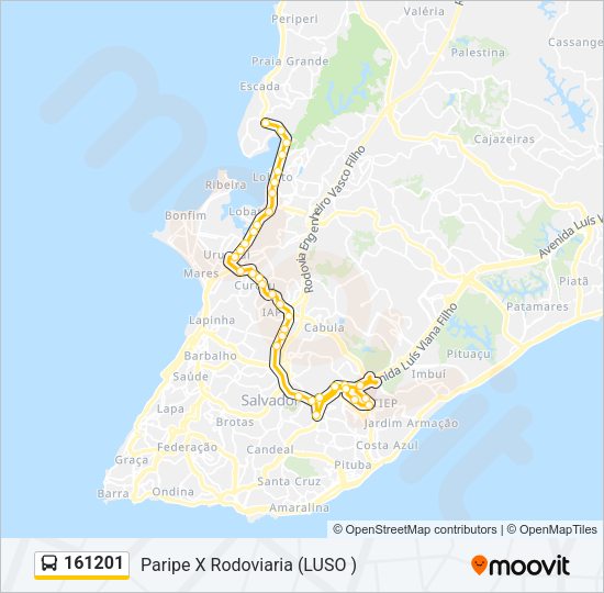 Mapa da linha 161201 de ônibus