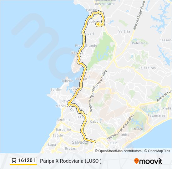 Mapa da linha 161201 de ônibus
