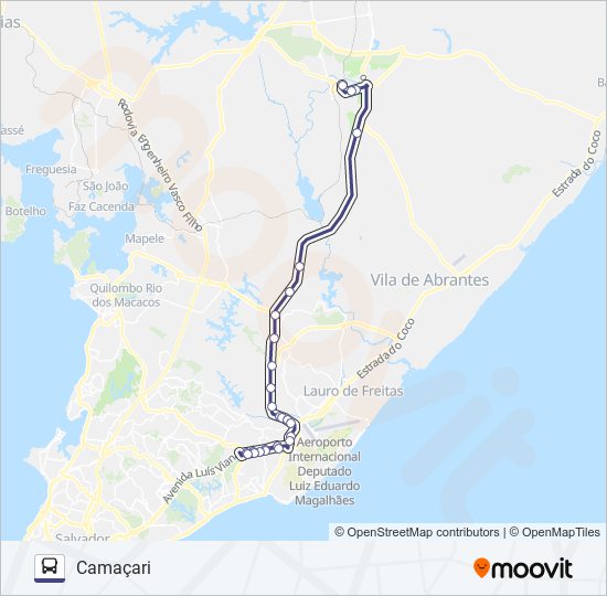 Mapa de 808I.URB CAMAÇARI - TERMINAL MUSSURUNGA de autobús