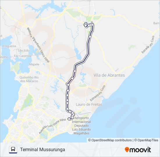 808I.URB CAMAÇARI - TERMINAL MUSSURUNGA bus Line Map