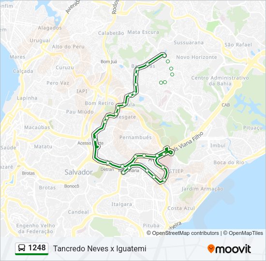 Mapa da linha 1248 de ônibus