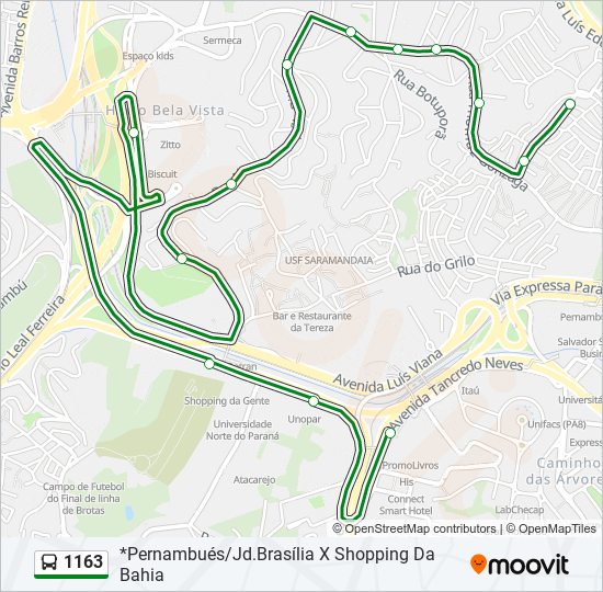 1163 bus Line Map