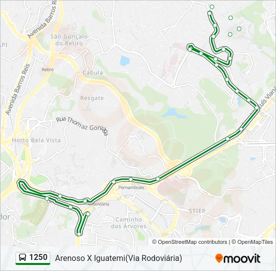 1250 Bus Line Map