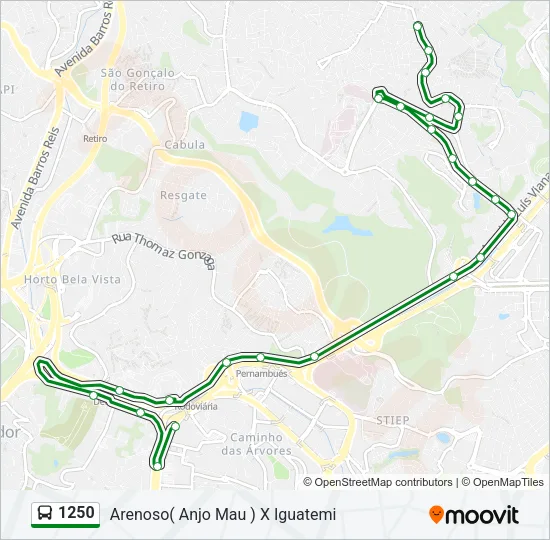1250 Bus Line Map