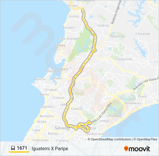 1671 Bus Line Map