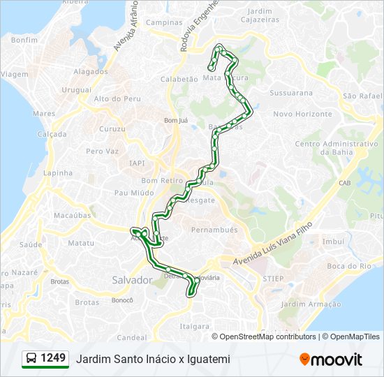 Mapa da linha 1249 de ônibus