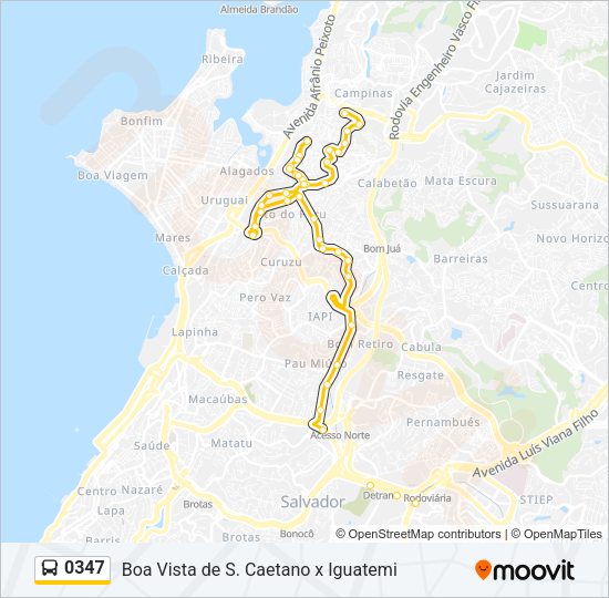 Mapa da linha 0347 de ônibus