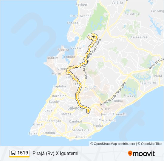 Mapa da linha 1519 de ônibus