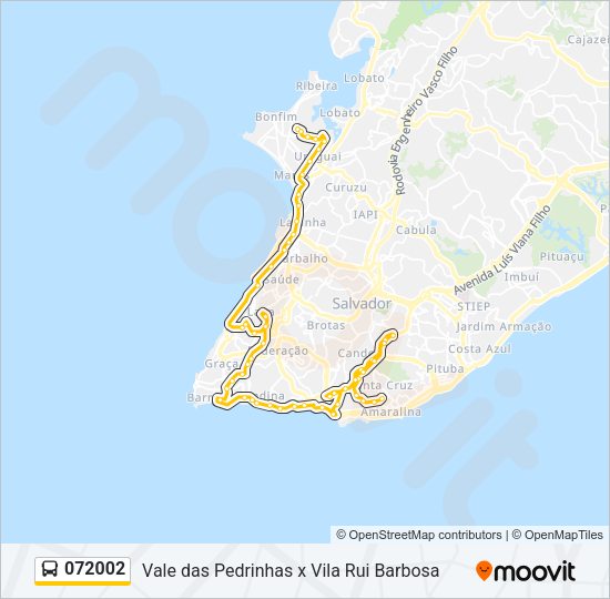 Mapa da linha 072002 de ônibus