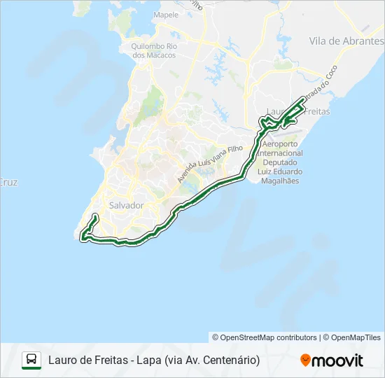 846.URB LAURO DE FREITAS - LAPA (VIA AV. CENTENÁRIO) Bus Line Map