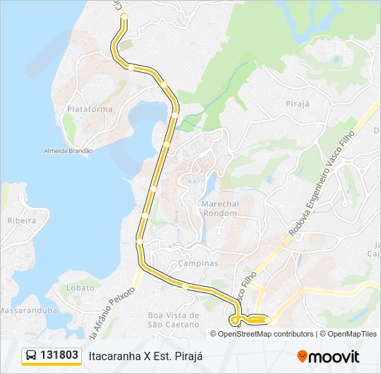 Mapa da linha 131803 de ônibus