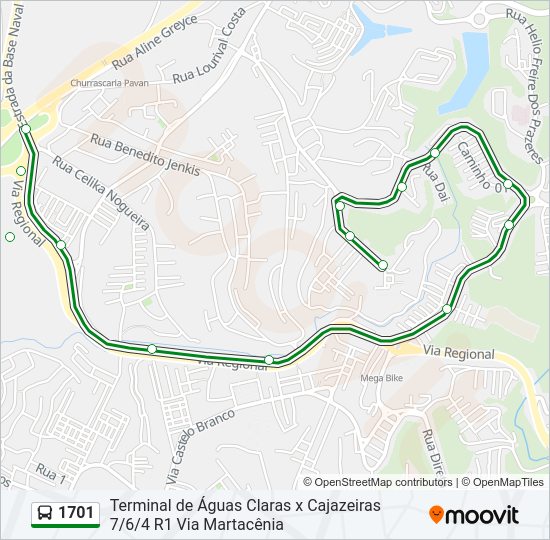 Mapa de 1701 de autobús