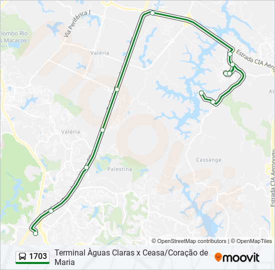 Mapa da linha 1703 de ônibus