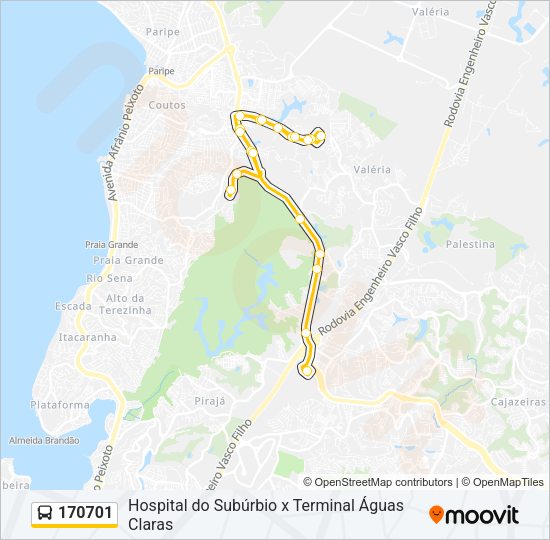 Mapa da linha 170701 de ônibus
