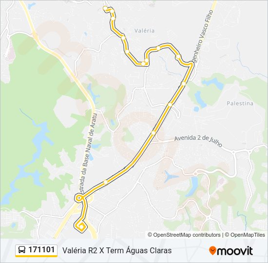 Mapa da linha 171101 de ônibus