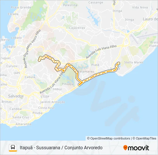 L204-01 ITAPUÃ - SUSSUARANA / CONJUNTO ARVOREDO Bus Line Map