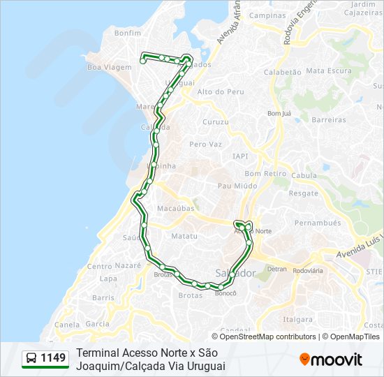 Mapa de 1149 de autobús