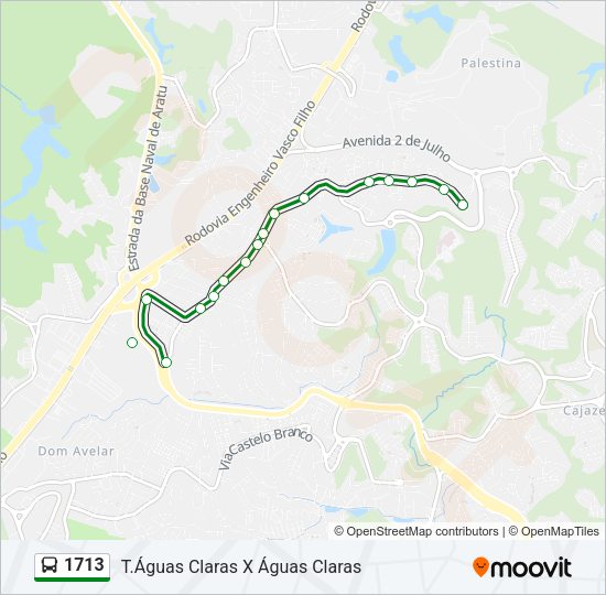 Mapa da linha 1713 de ônibus
