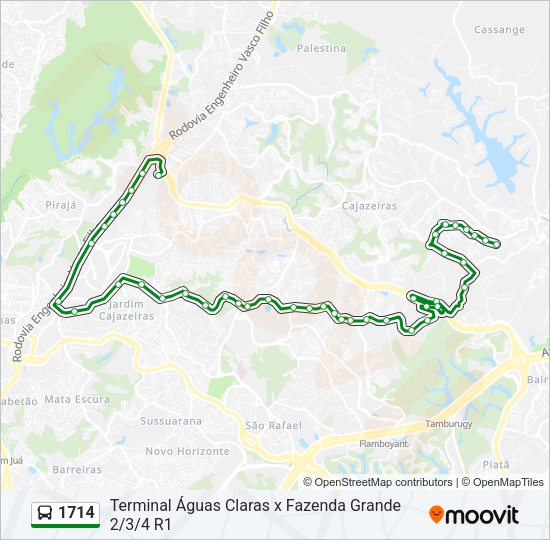 Mapa da linha 1714 de ônibus