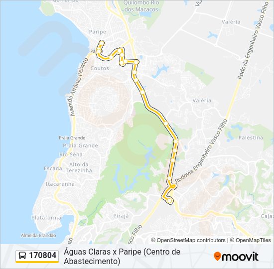 Mapa da linha 170804 de ônibus