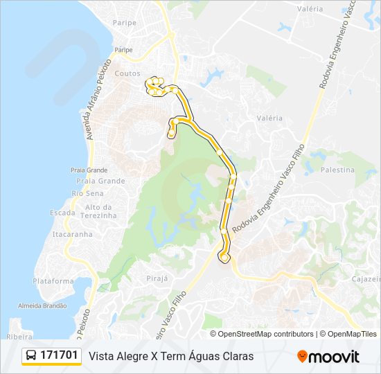 Mapa da linha 171701 de ônibus