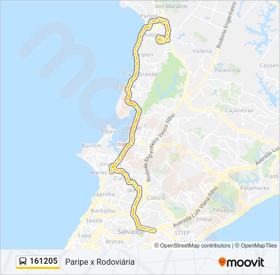 Mapa da linha 161205 de ônibus