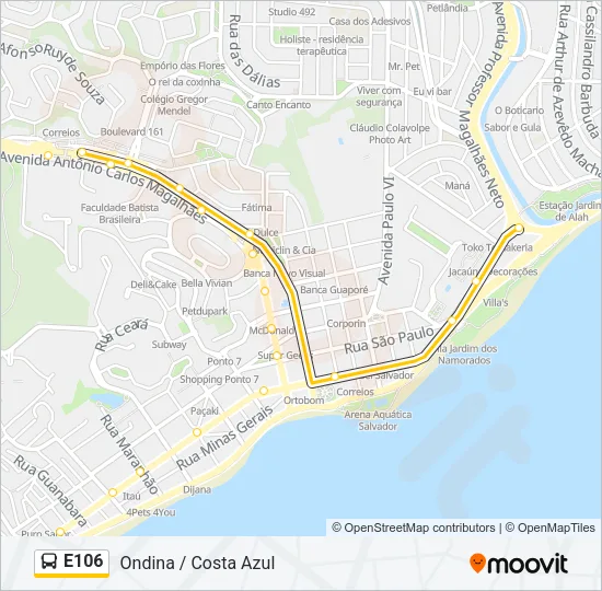 E106 Bus Line Map