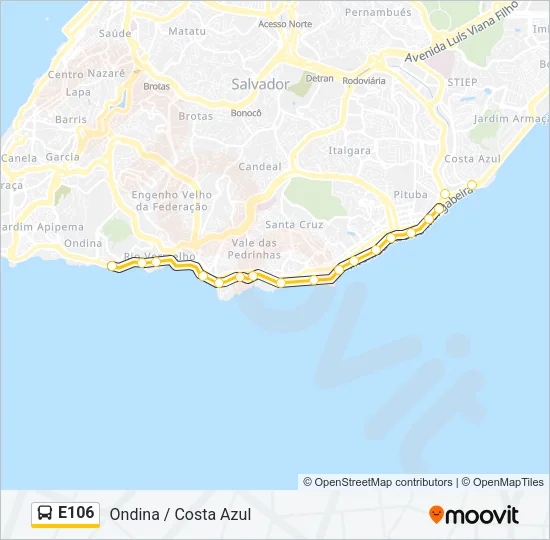 E106 Bus Line Map