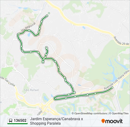 Mapa de 136502 de autobús