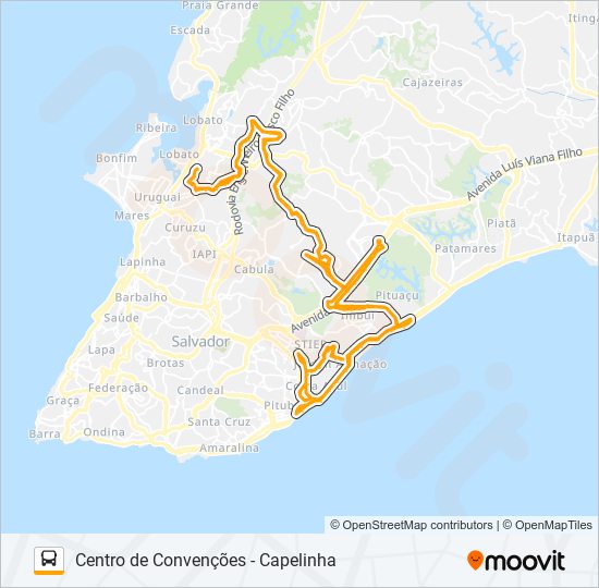 Mapa da linha L708 CENTRO DE CONVENÇÕES - CAPELINHA de ônibus