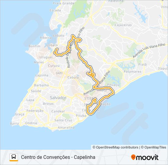 Mapa da linha L708-01 CENTRO DE CONVENÇÕES - CAPELINHA de ônibus