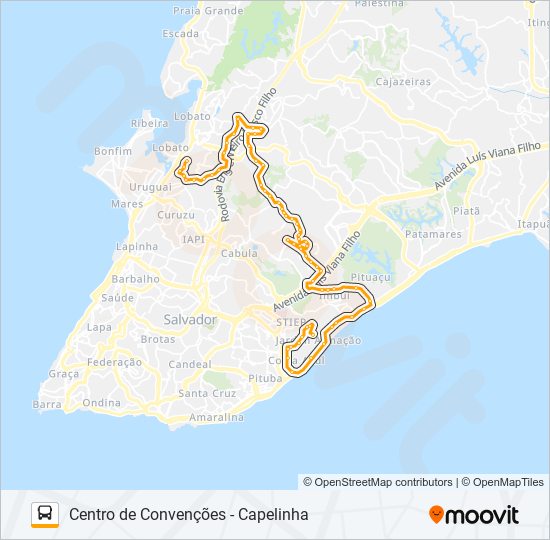 Mapa da linha L708-01 CENTRO DE CONVENÇÕES - CAPELINHA de ônibus