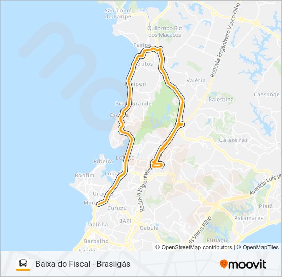 Mapa da linha L111 BAIXA DO FISCAL - BRASILGÁS de ônibus