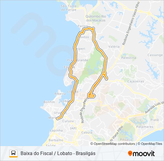 Mapa da linha L111-01 BAIXA DO FISCAL / LOBATO - BRASILGÁS de ônibus