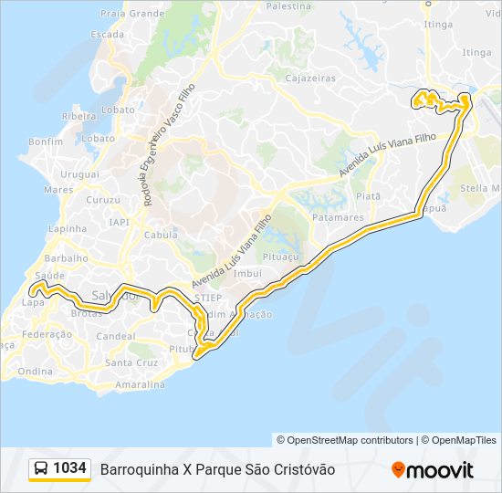 1034 bus Line Map