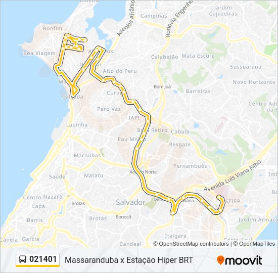 Mapa da linha 021401 de ônibus