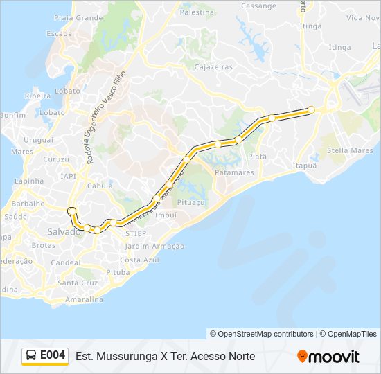 Mapa de E004 de autobús