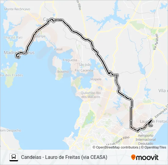834.URB CANDEIAS - LAURO DE FREITAS (VIA CEASA) Bus Line Map