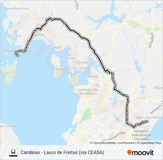 834.URB CANDEIAS - LAURO DE FREITAS (VIA CEASA) Bus Line Map